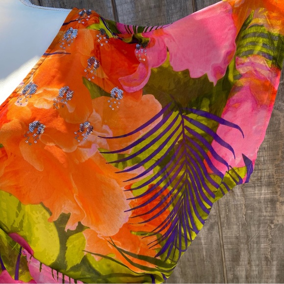 Lane Bryant Bright Tropical Print Crossover Blouse Size 18 - Picture 5 of 8